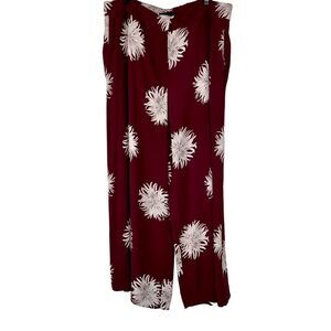 Ann Taylor Maroon Floral Wide Leg Pants Womens 12 Modern Bohemian Career